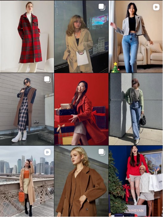 Curated Instagram feed grid of fashion content